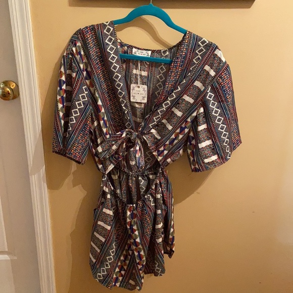 Boho printed tie front romper- Nordstrom - Picture 1 of 4